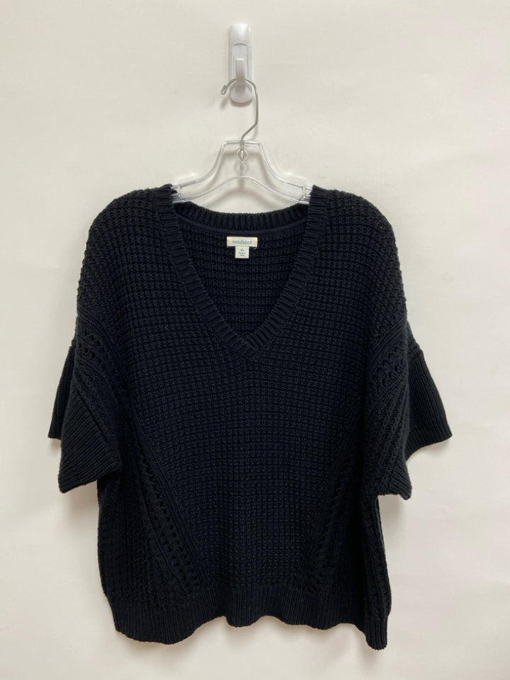 Sundance Size XL Black Texture Short Sleeve Ladies Sweater
