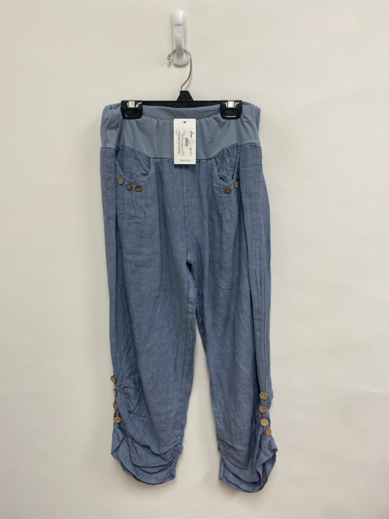 NWT Size OSFM Slate Blue Linen Ladies Pants