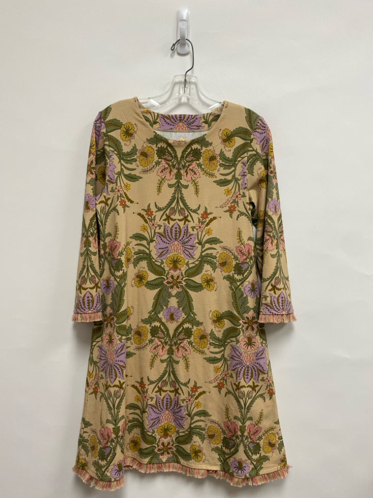 Spartina 449 Size S Tan/Olive Pink/Gold Damask Ladies Dress