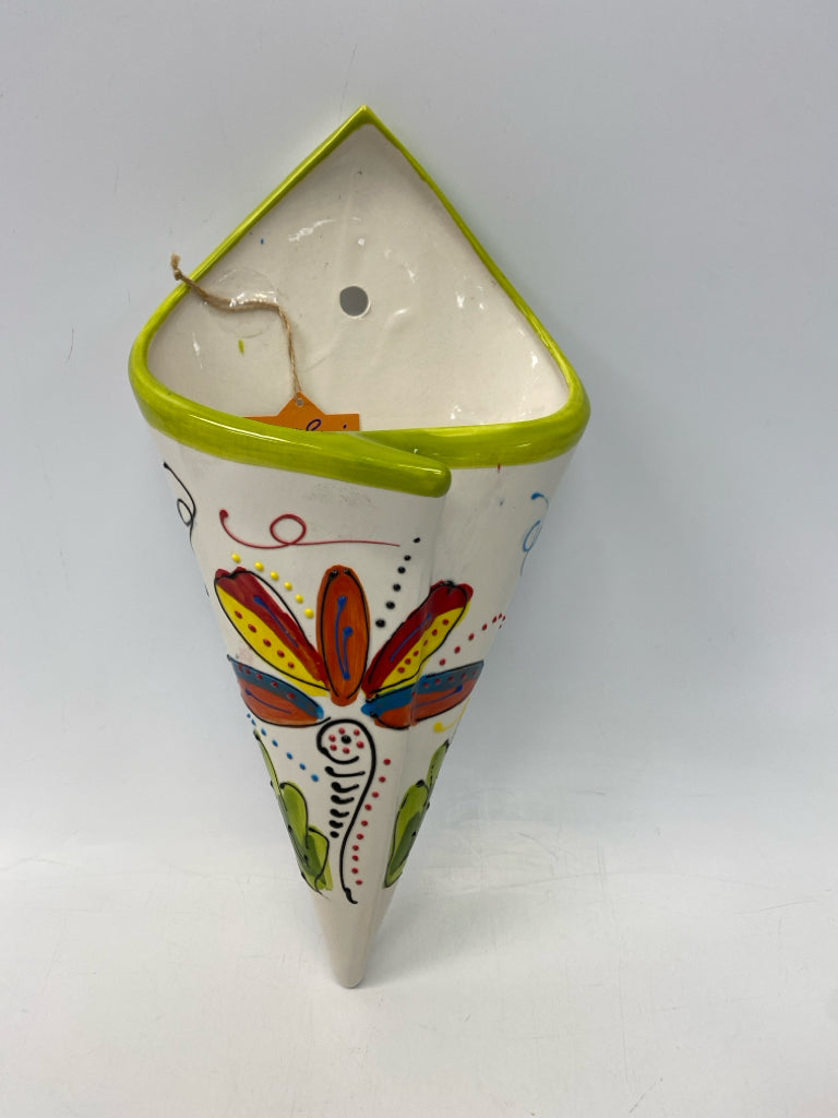 White Multi Color Handcrafted Ceramic Vase
