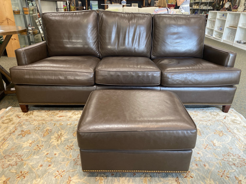 Hancock &amp; Moore Leather Sofa w/Ottoman