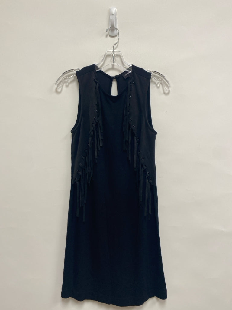 FIFTEEN TWENTY Size XS Black Fringe Sleeveless Faux Suede Ladies Dress