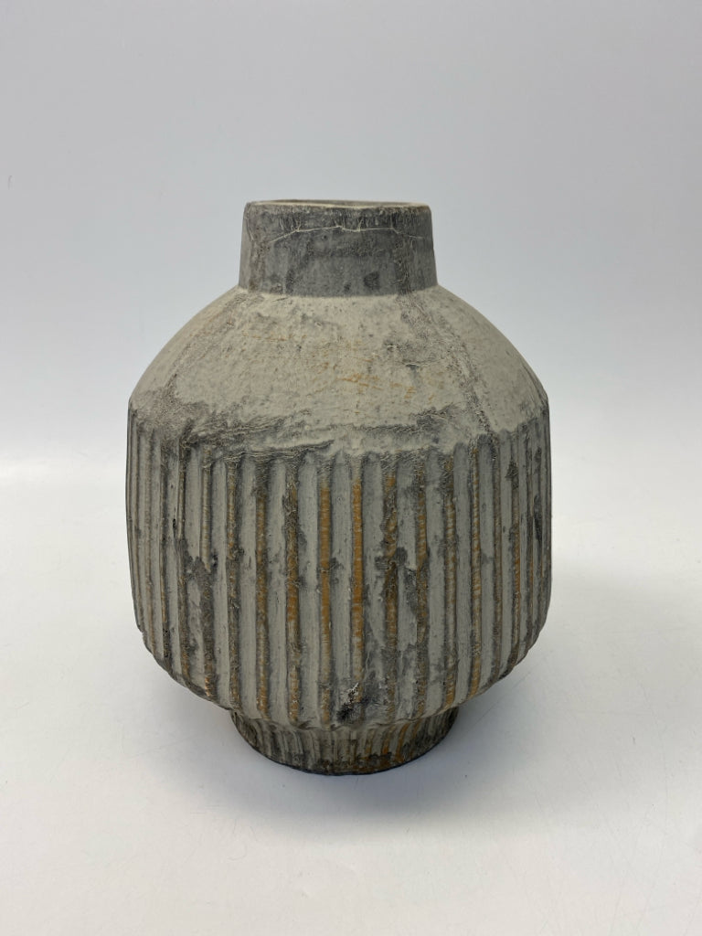 Magnolia Home Gray Ribbed Ceramic Vase