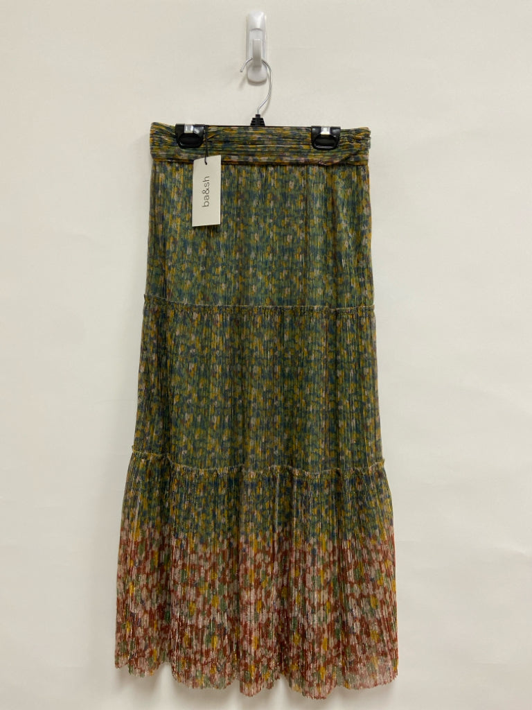 NWT ba&amp;sh Size 0 Green Blue/Pink Sparkle Ladies Skirt
