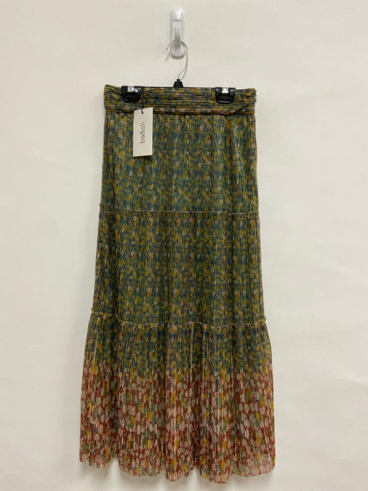 NWT ba&amp;sh Size 0 Green Blue/Pink Sparkle Ladies Skirt