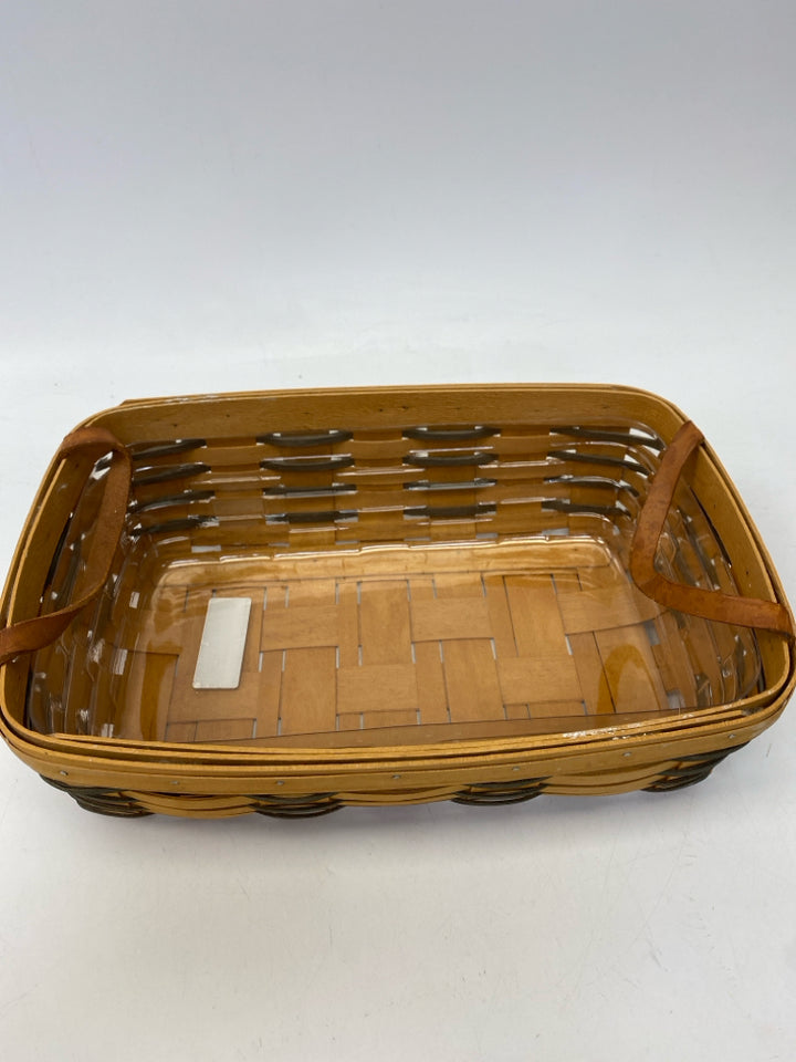 Longaberger Brown Green Woven Wood Basket