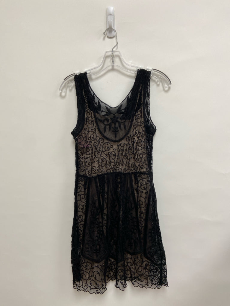 NWT Yoana Baraschi Size 6 Black Beige Lace Sleeveless Ladies Dress