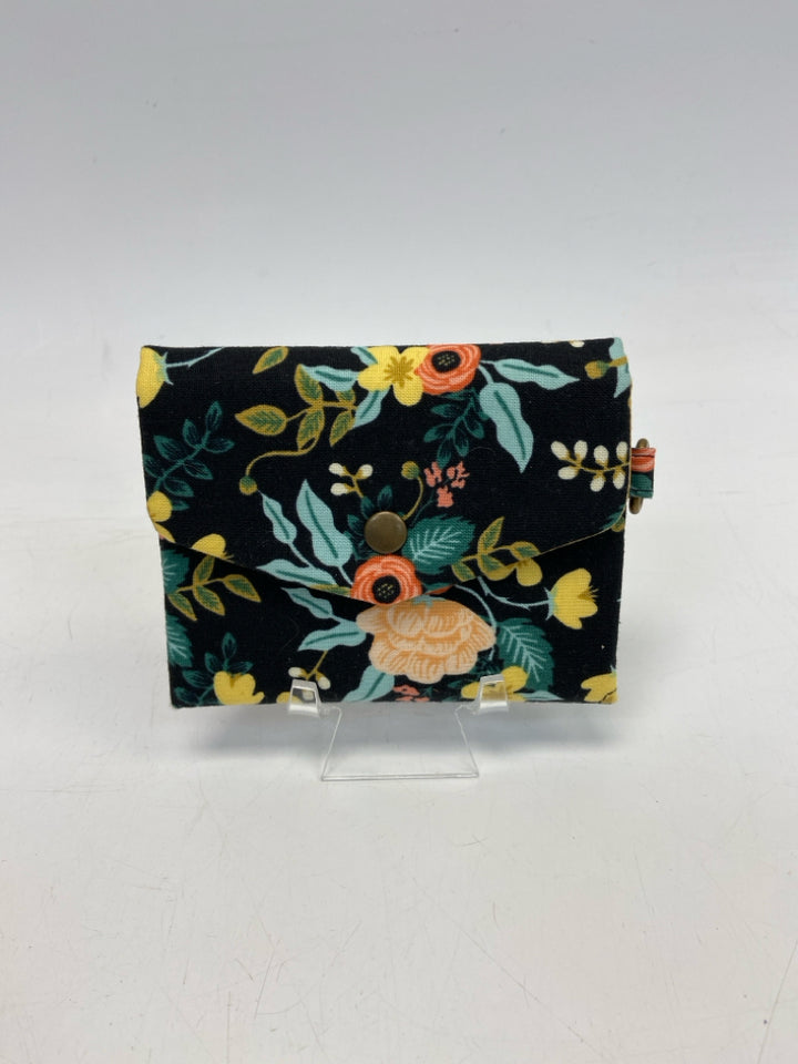 Black Multi-Color Floral Fabric Wallet
