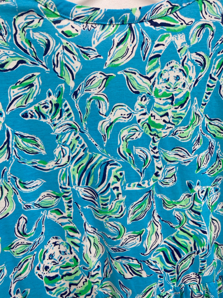 LILLY PULITZER Size L Turquoise White/Aqua Ladies Dress