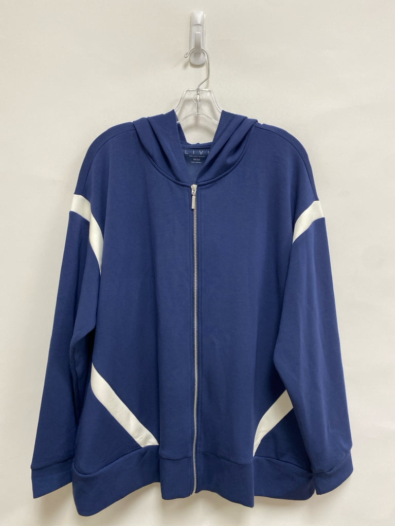 Lane Bryant Size 18/20 Navy White Hooded Zip Down Plus Size Jacket