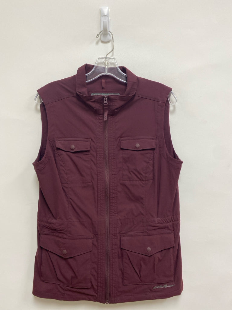 Eddie Bauer Size M Burgundy Zip Down Ladies Vest