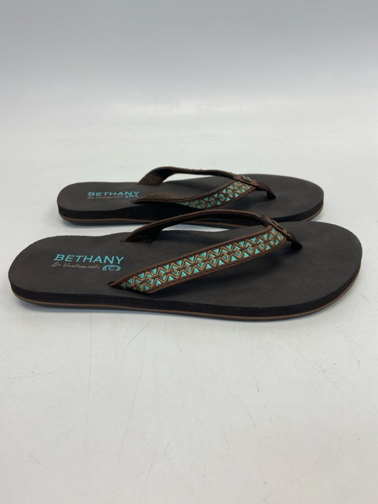 Size 7 Brown Turquoise Sandals