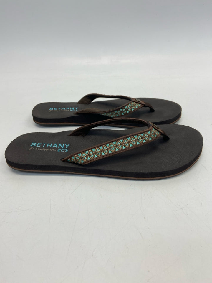 Size 7 Brown Turquoise Sandals