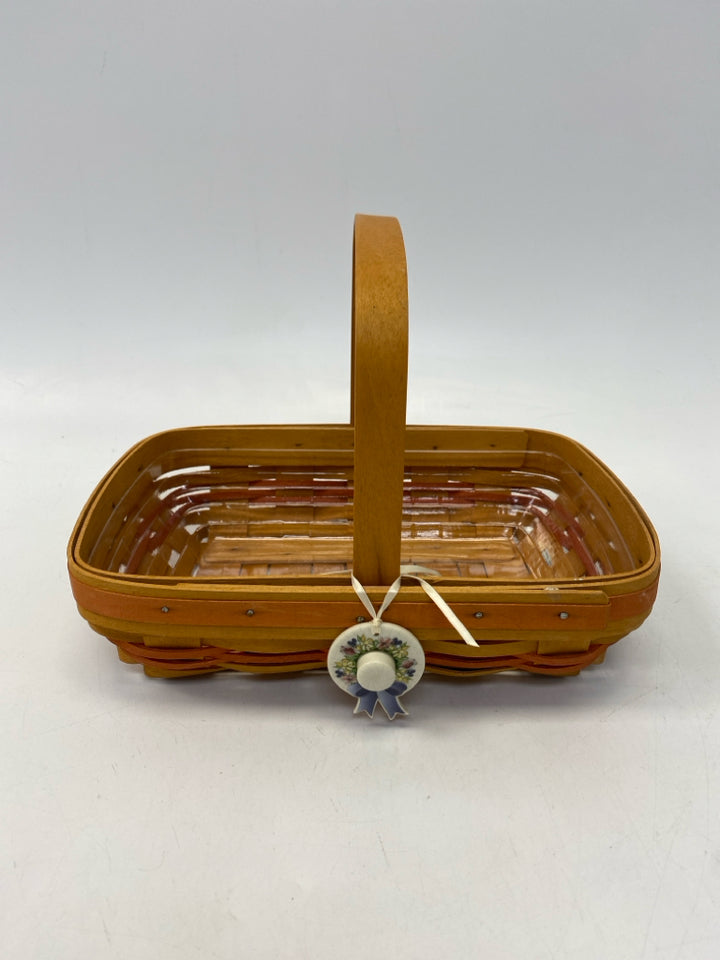 Longaberger Brown Red Woven Wood Basket