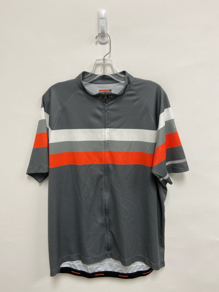 Novara Size XL Gray White/Orange Striped Quarter Zip Men&