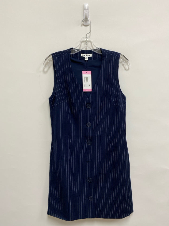 NWT Steve Madden Size S Navy White Pinstripe Sleeveless Ladies Dress
