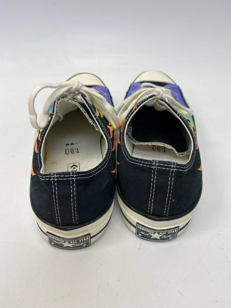 Converse Size 13 Black Multi Color Flames Men&
