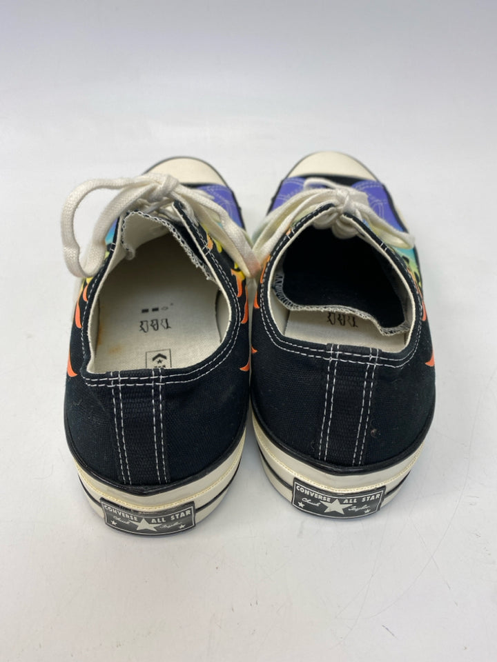 Converse Size 13 Black Multi Color Flames Men&