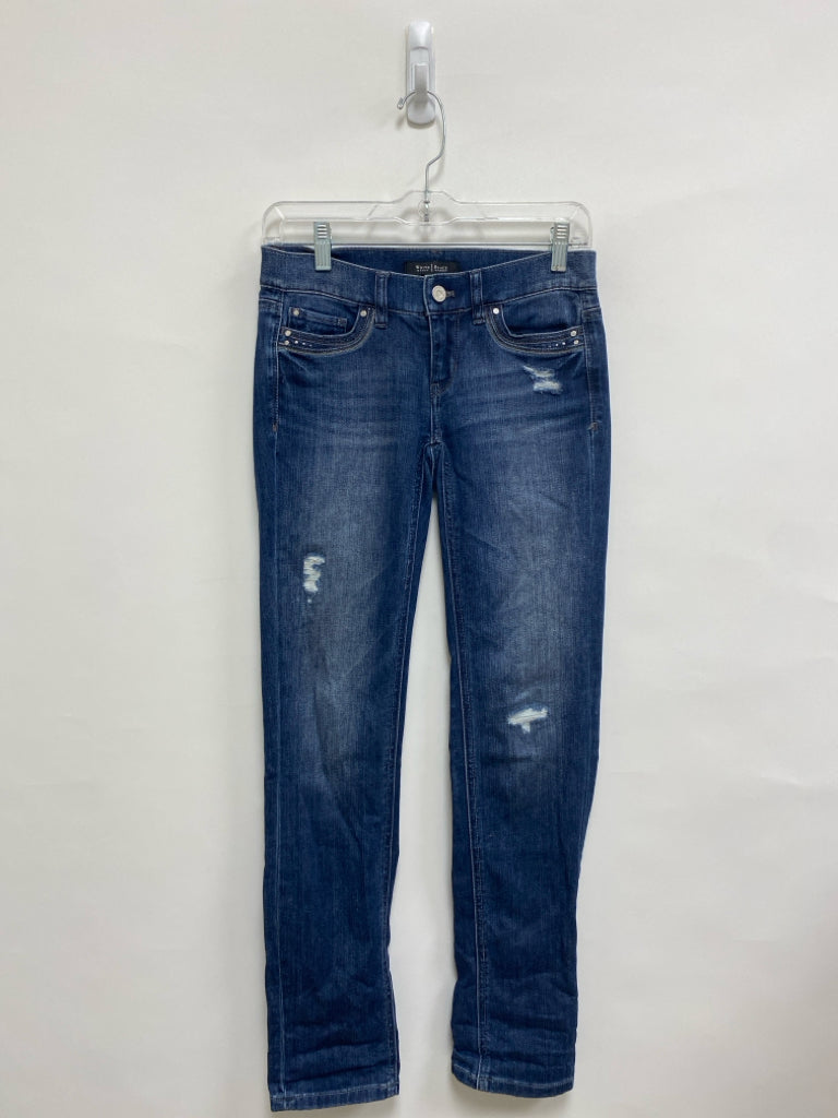 Wht House/Blk Mkt Size 00 Faded Blue Distressed Ladies Jeans