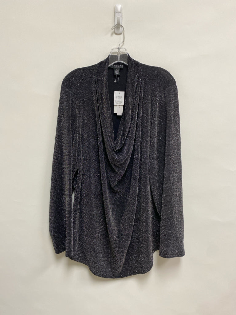NWT Size 3X Black/Silver Sparkle Cowl Neck Plus Size Top