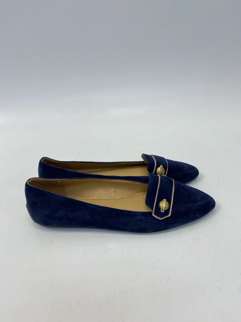 Talbots  Size 8 Navy Gold Button(s) Suede Flats
