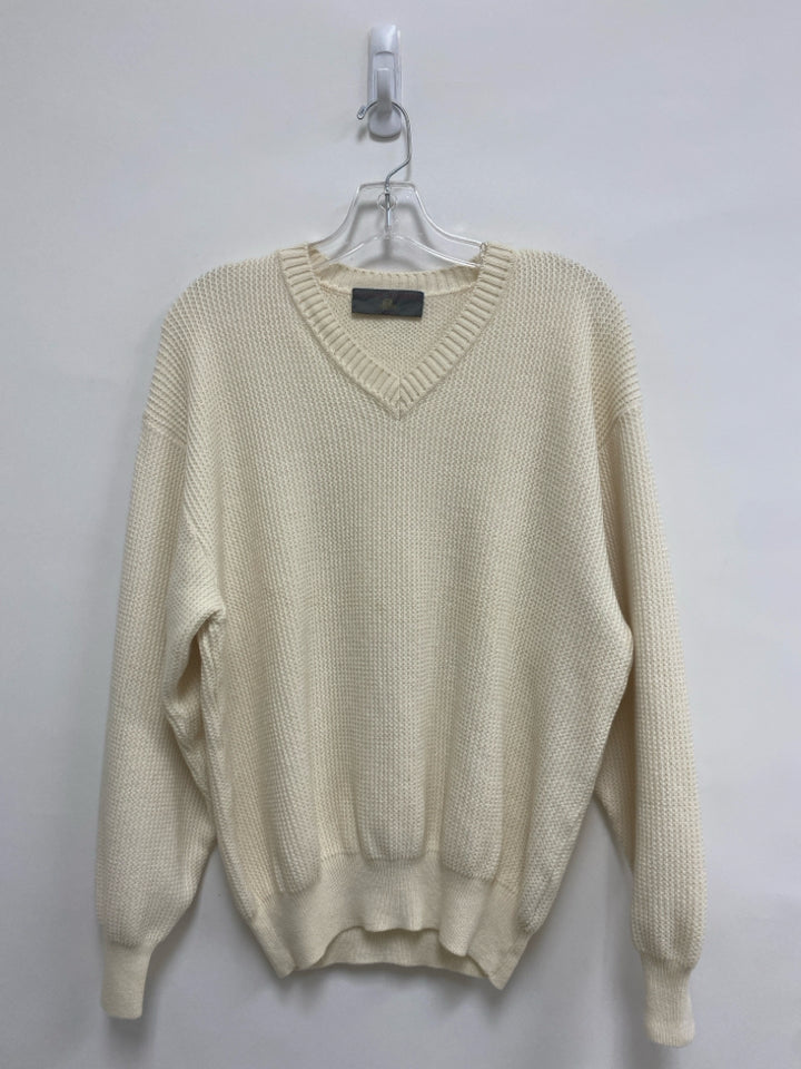 Luciano Barbera Size L Ivory V Neck Wool Blend Ladies Sweater