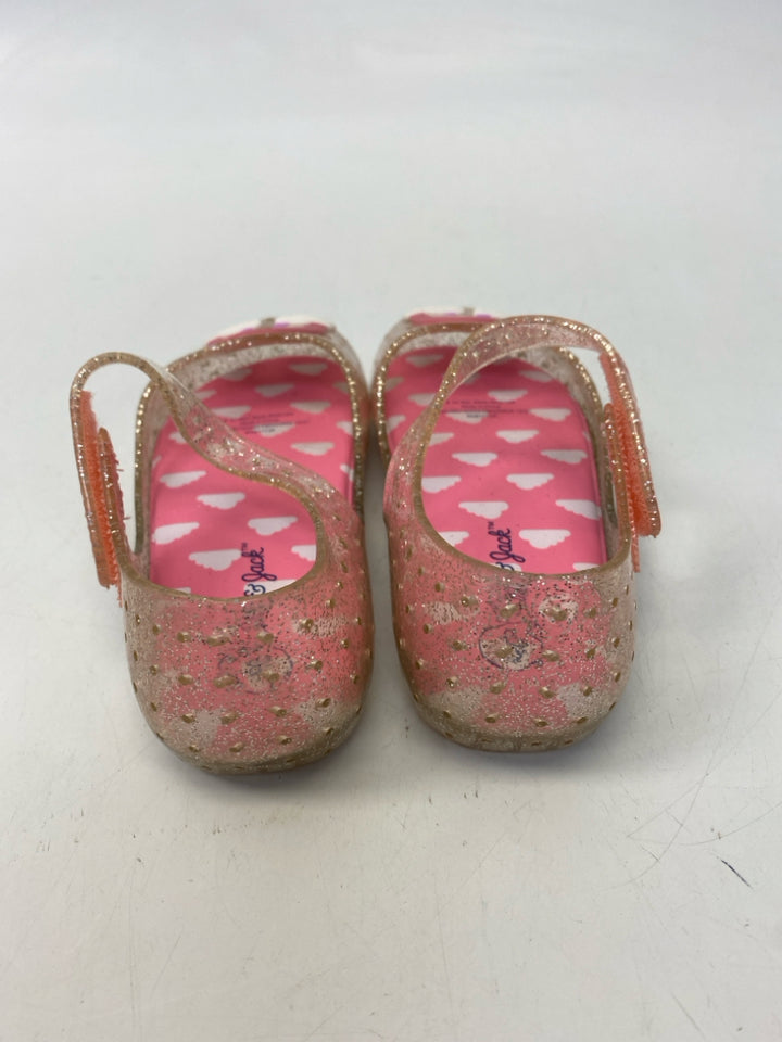 Cat &amp; Jack SIZE 8 Clear Pink/Silver Glitter Jelly Girl&