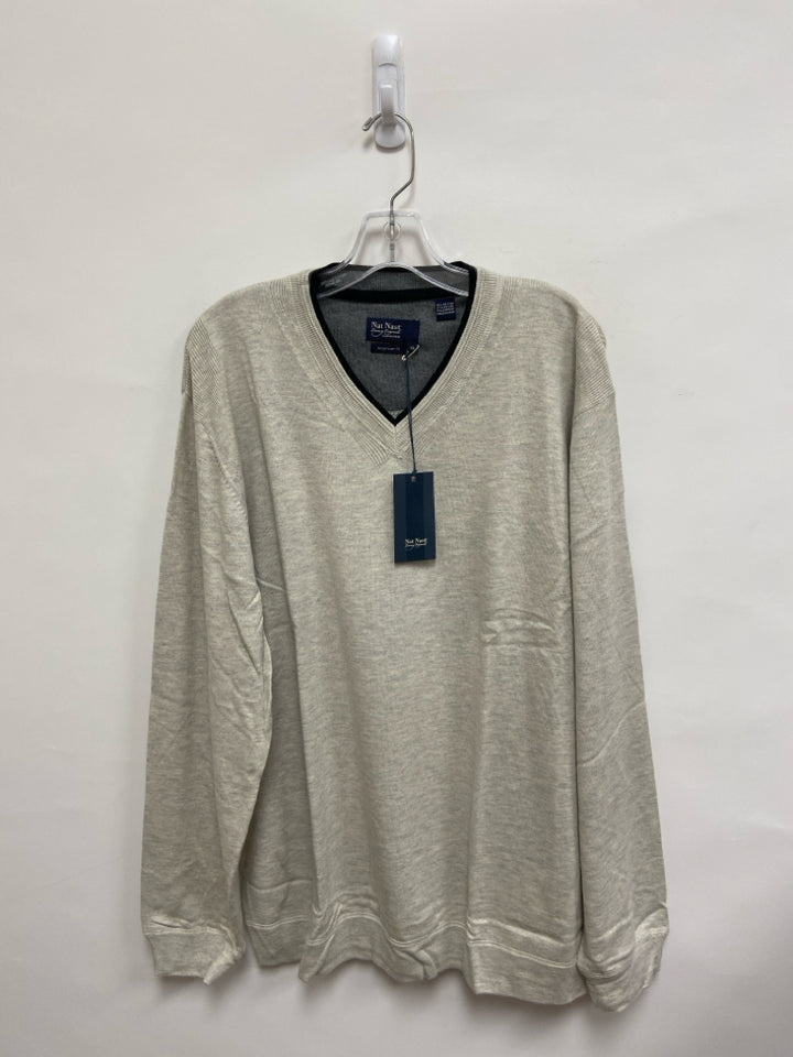 NWT Nat Nast Size XL Pale Gray Black Trimmed Men&