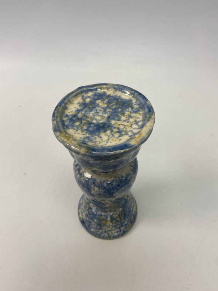 Blue/White Mottled Ceramic Candleholder(s)