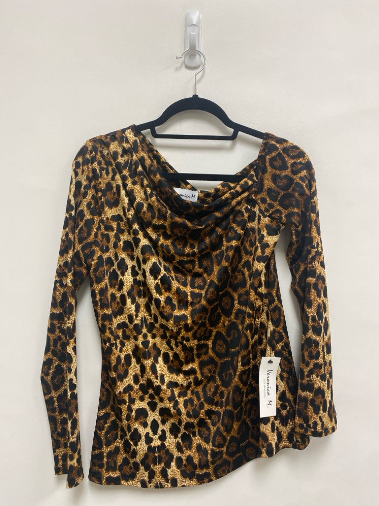 NWT Veronica M Size L Brown Black Animal Print Ladies Top