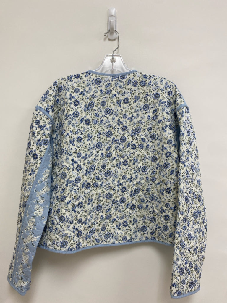 NWT blu pepper Size M Cream/Blue Green Floral Quilted Ladies Jacket