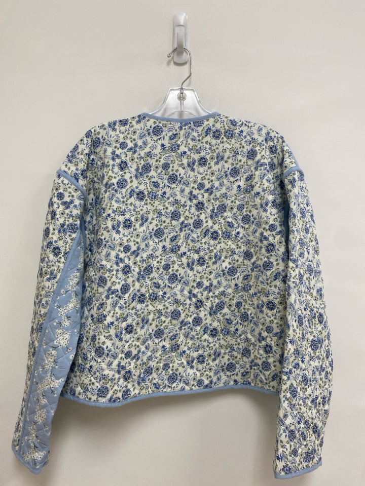 NWT blu pepper Size M Cream/Blue Green Floral Quilted Ladies Jacket