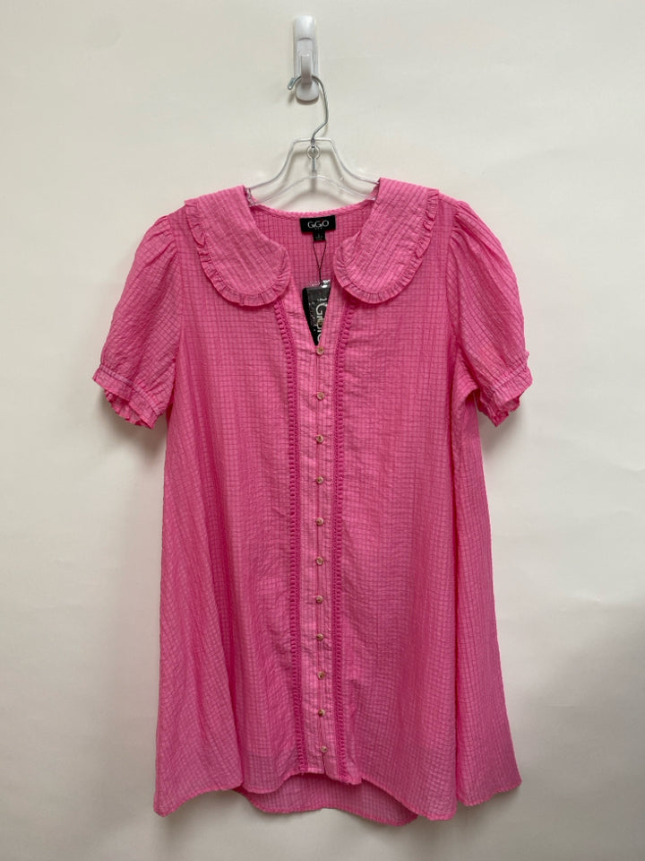 NWT GiGiO Size L Pink Texture Button Up Ladies Dress