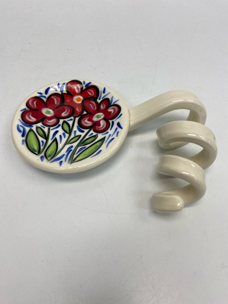White Multi Color Flowers Ceramic Misc. Kitchen