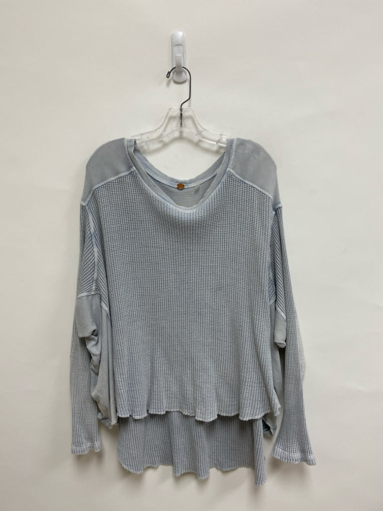 Free People Size L Pale Blue Waffle Ladies Top