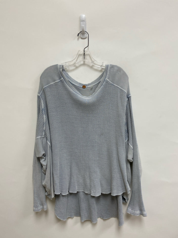Free People Size L Pale Blue Waffle Ladies Top