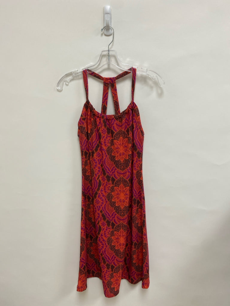 PrAna Size S Orange Black/Purple Print Sleeveless Athletic Dress
