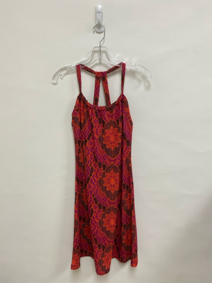 PrAna Size S Orange Black/Purple Print Sleeveless Athletic Dress