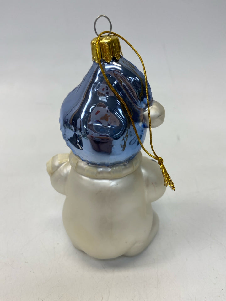 White Blue UNC Glass Ornaments