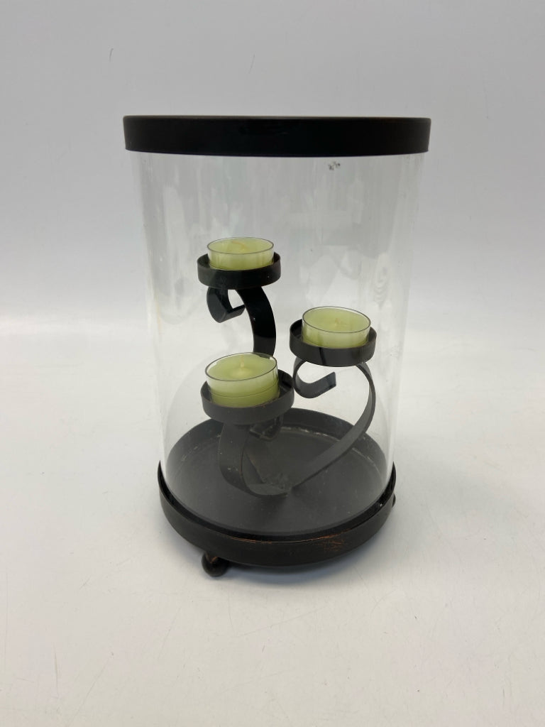 Bronze Clear Glass/Metal Candleholder(s)