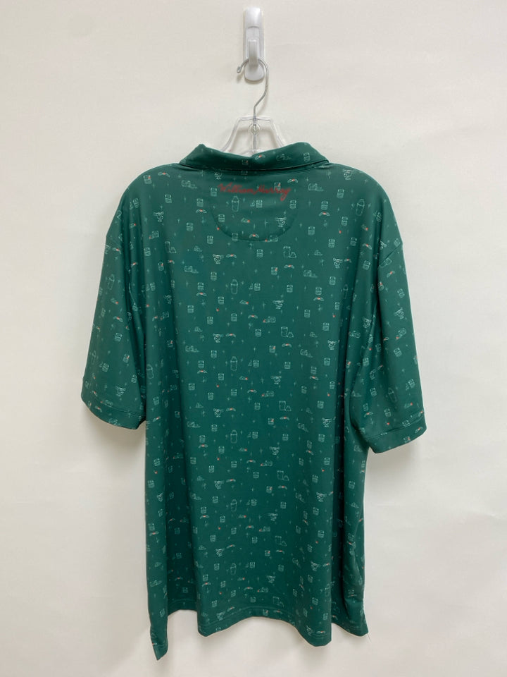 Size XXL Green White Christmas Polo Men&