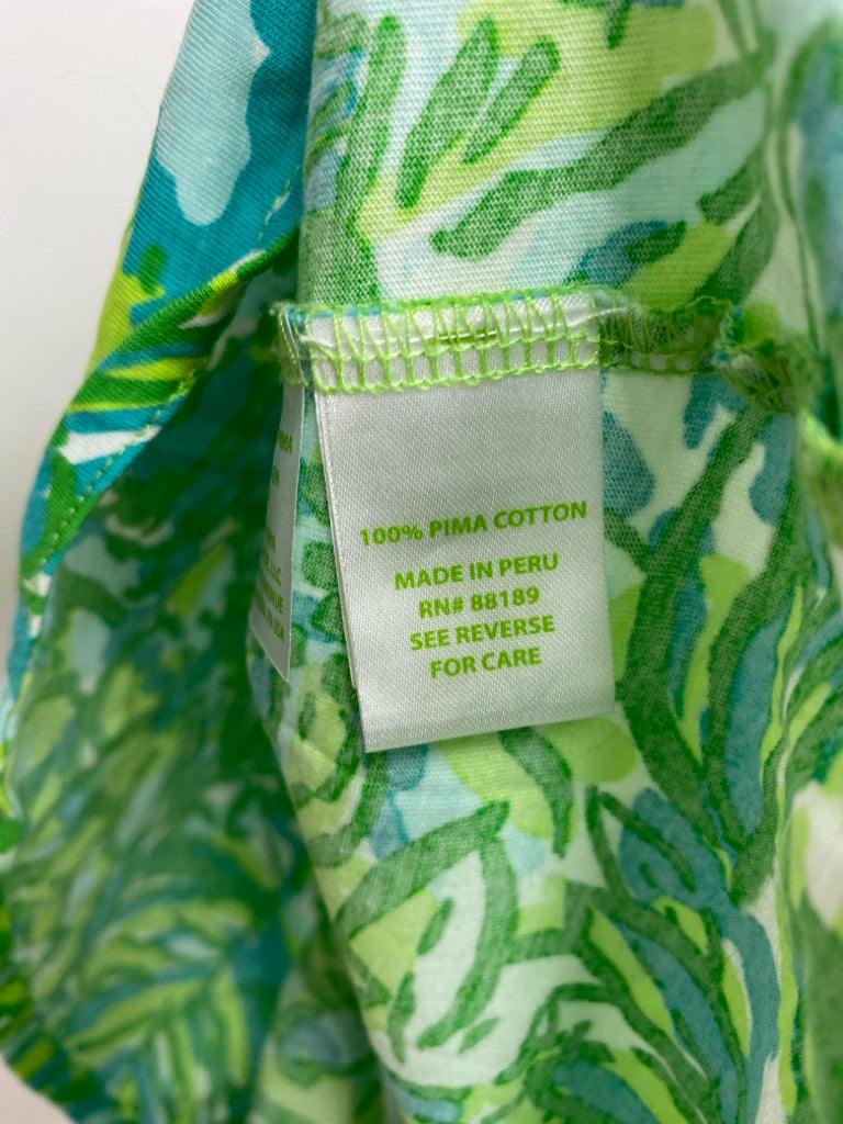 LILLY PULITZER Size XS Green Blue/White Leaves Strapless Ladies Dress