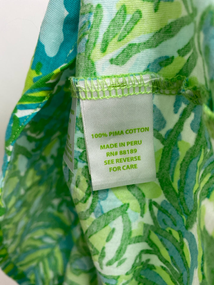 LILLY PULITZER Size XS Green Blue/White Leaves Strapless Ladies Dress