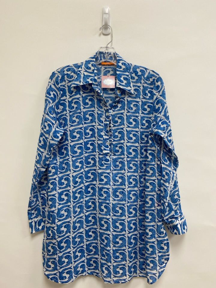 NWT Oliphant Size M White Blue Fish Ladies Coverup