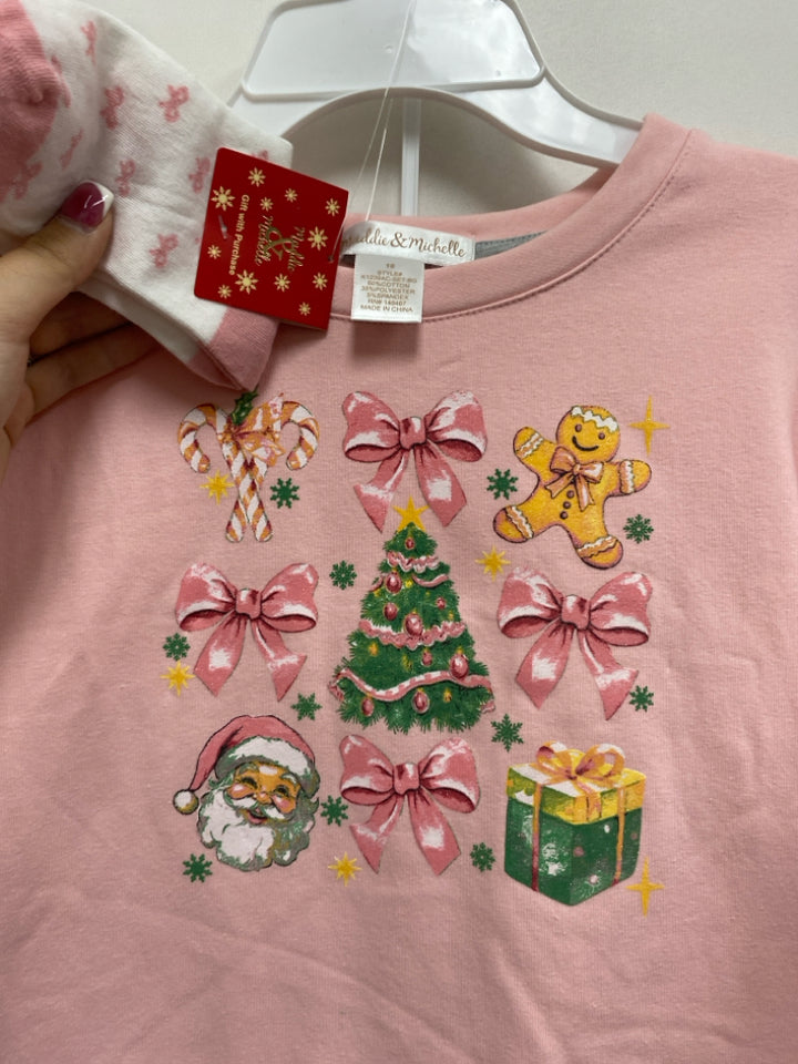 NWT SIZE 10 Pink Gray Christmas Girl&