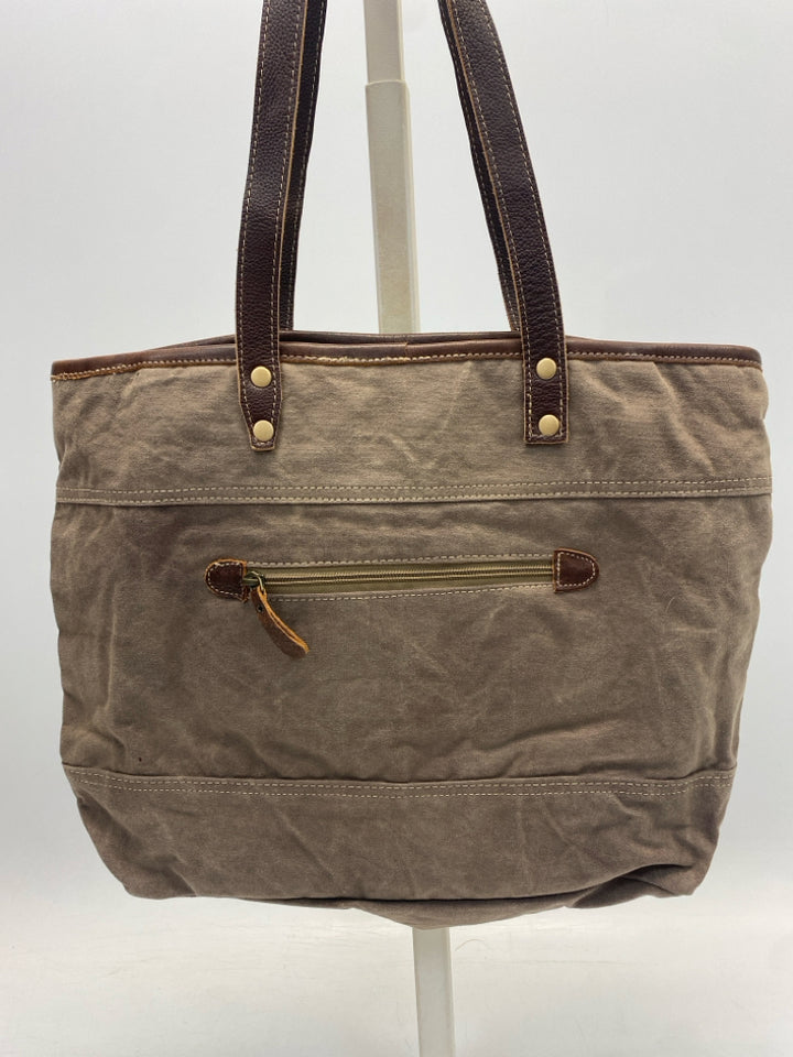 Myra Bag Cream Gray/Brown Print Handbag