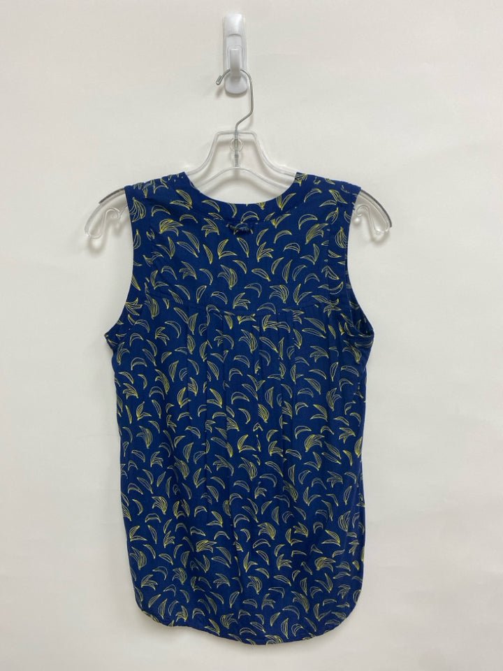 Maeve Size 2 Blue Yellow Sleeveless Ladies Top