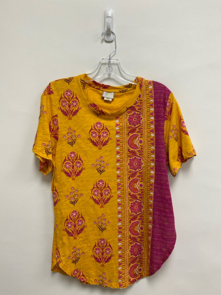 9-H15 STCL Size S Yellow/White Magenta Floral Ladies Top