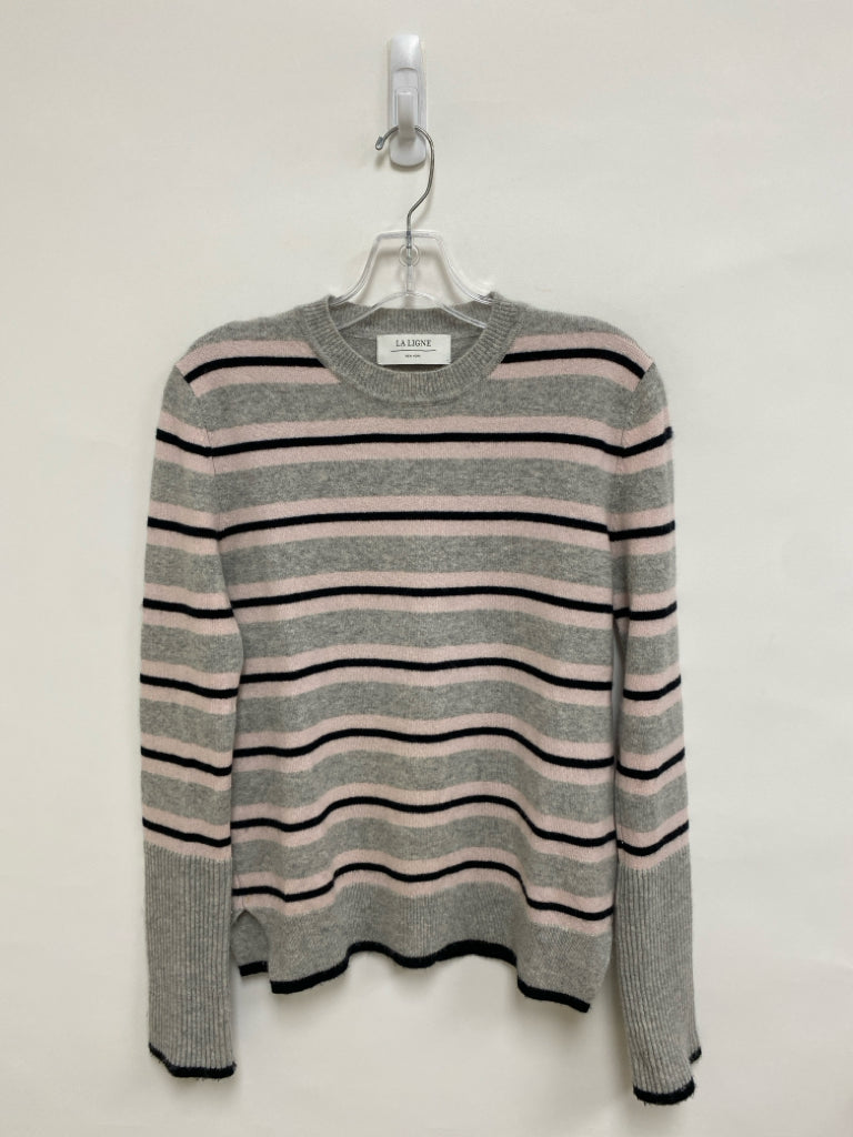 LA LIGNE Size XS Gray Pink/Black Striped Pullover Cashmere Ladies Sweater