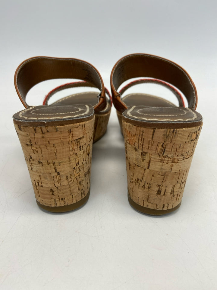 Lands End  Size 9 Coral Brown Sandals